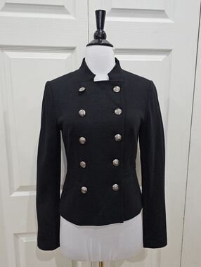 Forever 21 Goth Black Double Breasted Military Button Jacket Blazer Coat S NWT